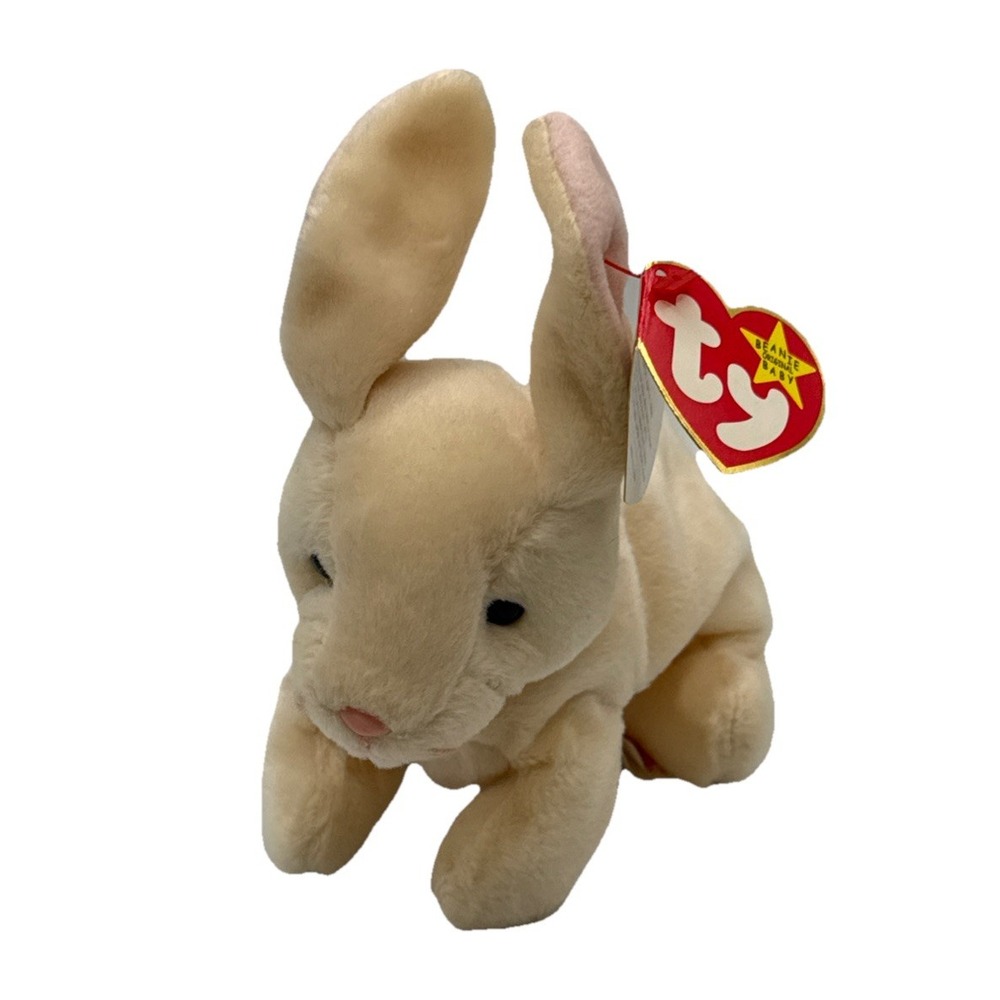 Vintage 1998 Retired Ty - Nibbler Cream White Bunny Rabbit - w/‎ Tag Beanie Baby
